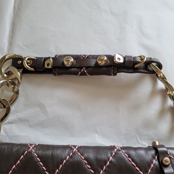 Vintage Juicy Couture Cocoa Lamb Leather Heavy Hardware Shoulder Bag - Picture 4 of 15